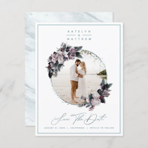 Save The Date Monnaie Florale Rustique encadrée Photo & Calligra