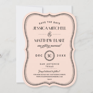 Save The Date Monogramme Art Déco de Pêche vintage Enregistrer l