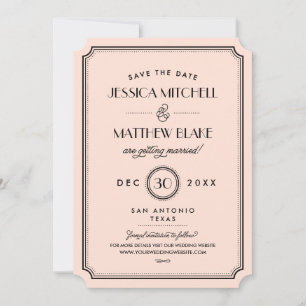 Save The Date Monogramme Art Déco de Pêche vintage Enregistrer l