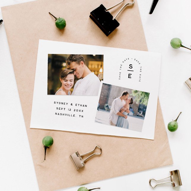 Save The Date Monogramme d'arc moderne Photo Enregistrer la date (modern arch monogram photo save the date)