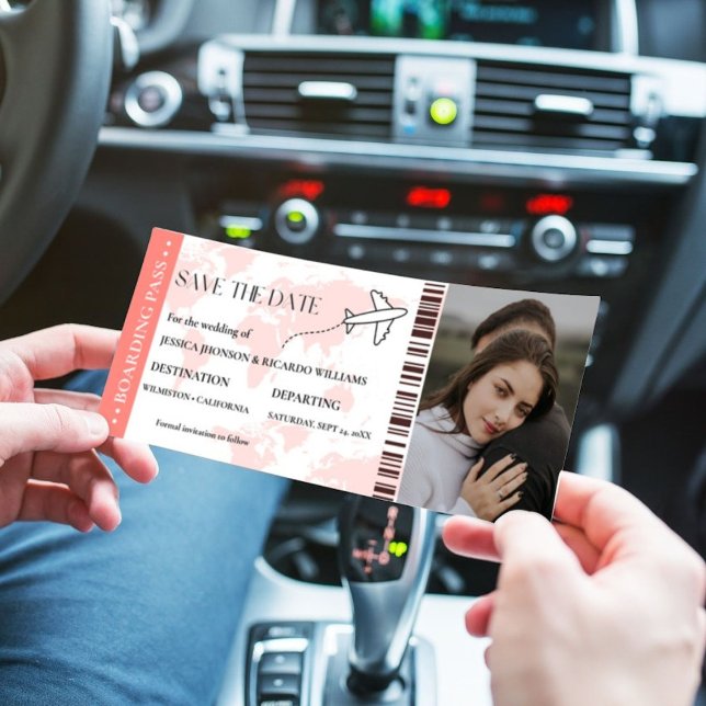 Save The Date Monogramme de laissez-passer d'embarquement enregi (Créateur téléchargé)