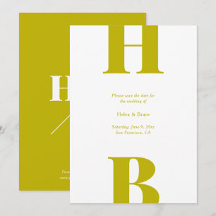 Save The Date Monogramme de mariage à la typographie Chartreuse 