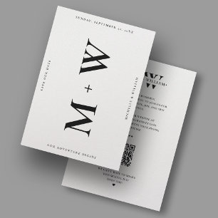Save The Date Monogramme de mariage minimaliste blanc moderne pr