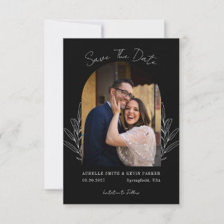 Save The Date Monogramme de mariage noir photo d'arche rustique