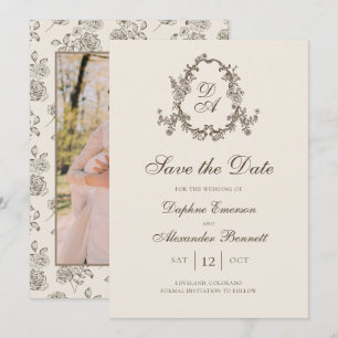 Save The Date Monogramme de photo florale d'automne