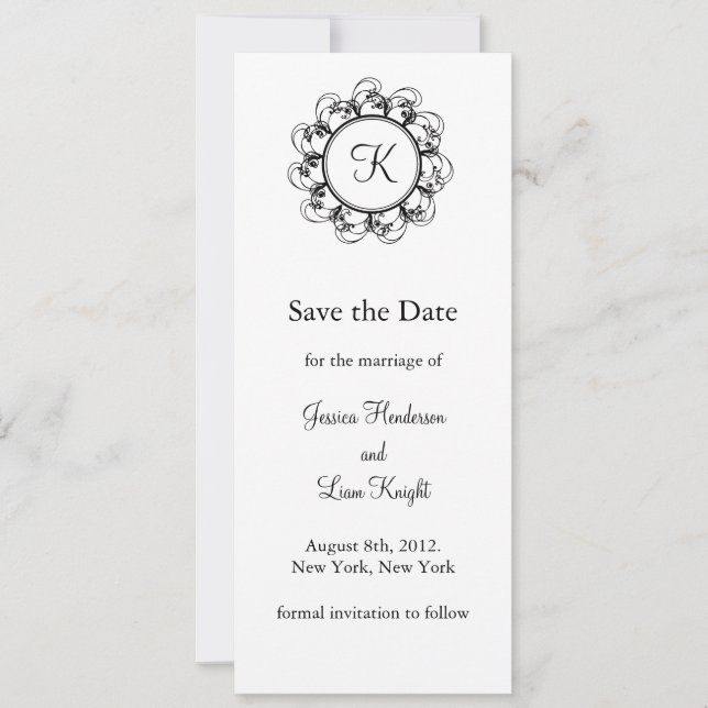 Save The Date Monogramme de sauvegarde de date (blanc) (Devant)