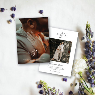Save The Date Monogramme de script élégant classique Photo recto