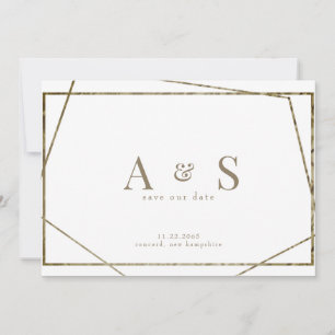 Save The Date Monogramme de texte or Mariage géométrique Enregis