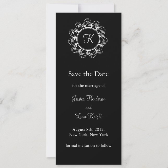 Save The Date Monogramme fantaisie Enregistrer la date (noir) (Devant)
