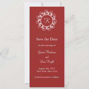 Save The Date Monogramme fantaisie Enregistrer la date (rouge)