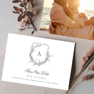 Save The Date monogramme floral classique photo de crête