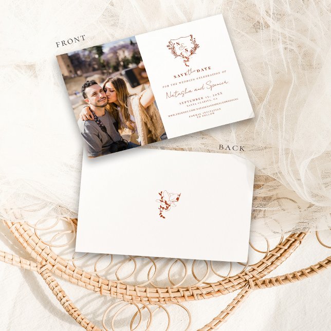 Save The Date Monogramme Formel Rustique Floral Crest Enregistre (Créateur téléchargé)