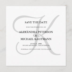 Save The Date Monogramme gris classique Enregistrer la date