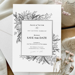 Save The Date Monogramme Mariage blanc et noir