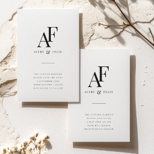 Save The Date Monogramme mariage Élégant Simple Minimaliste