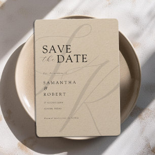 Save The Date Monogramme minimaliste moderne Mariage Kraft