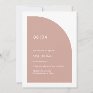 Save The Date Monogramme minimaliste rose pâle Mariage demi-arc
