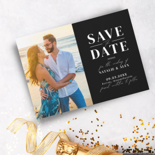 Save The Date Monogramme minimaliste Site noir QR Code photo