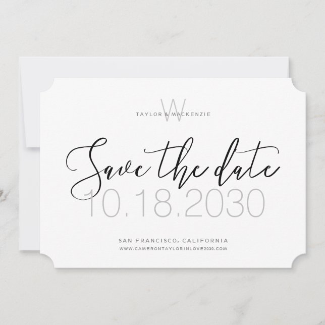 Save The Date Monogramme moderne minimal Enregistrer la date (Devant)