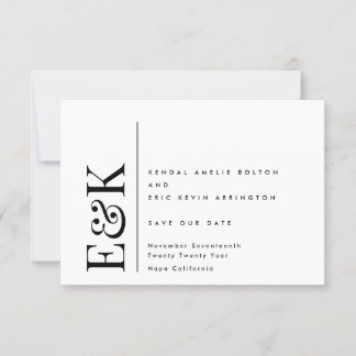 Save The Date Monogramme Moderne Modifiable QR Code Photo Noir B