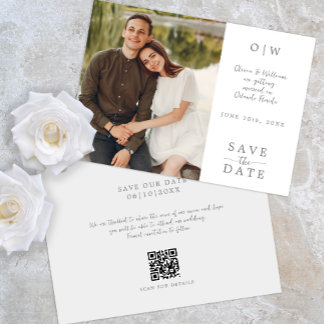 Save The Date Monogramme moderne QR Enregistrer la date