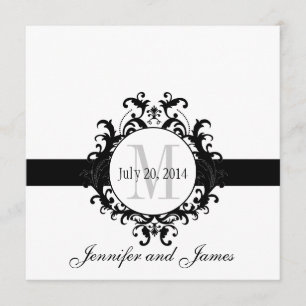 Save The Date Monogramme noir et blanc Enregistrer le Mariage de