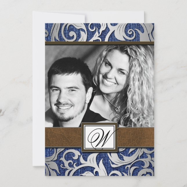 Save The Date Monogramme Pays Mariage Occidental Enregistrer les (Devant)
