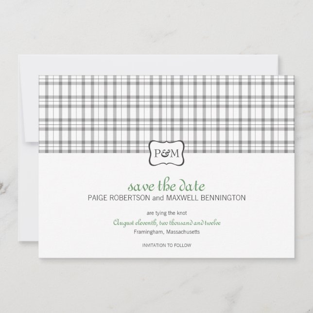 Save The Date Monogramme plaqué Enregistrer la date (Devant)