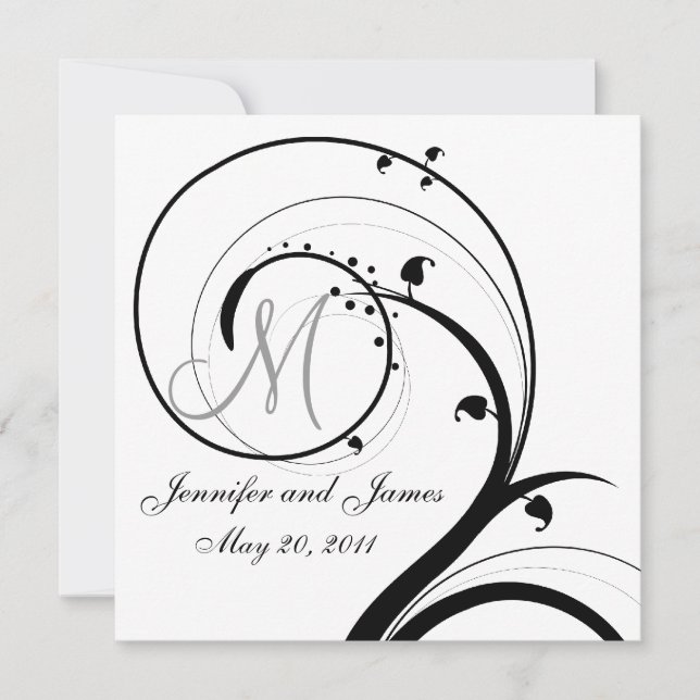Save The Date Monogramme Swirl Mariage Enregistrer la date Précé (Devant)