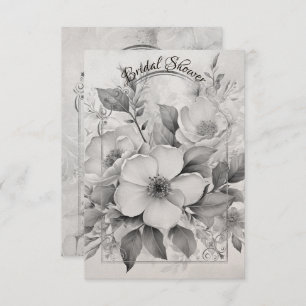 Save The Date Monotone noir et blanc Roses blanches Gold Frame