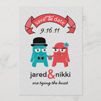 Save The Date Monsters en amour Enregistrer la date