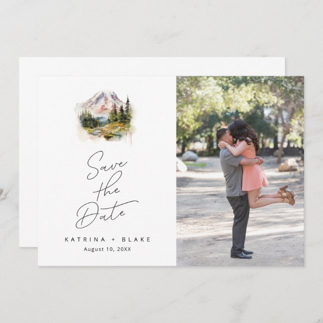 Save The Date Mont Rainier Washington Enregistrer la date (Devant / Derrière)