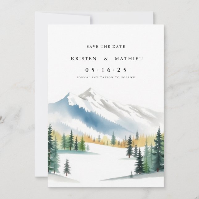 Save The Date Montagne élégante et modifiable (Devant)
