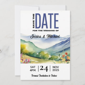 Save The Date Montagne et Fleur sauvage Rustique