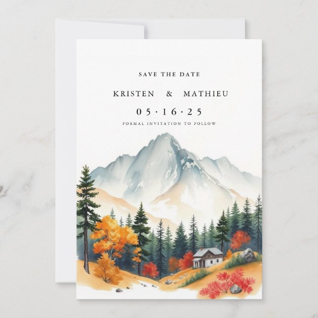 Save The Date Montagne numérique non photo (Devant)