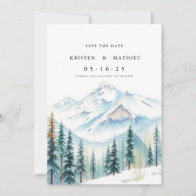 Save The Date Montagne personnalisée chic (Devant)