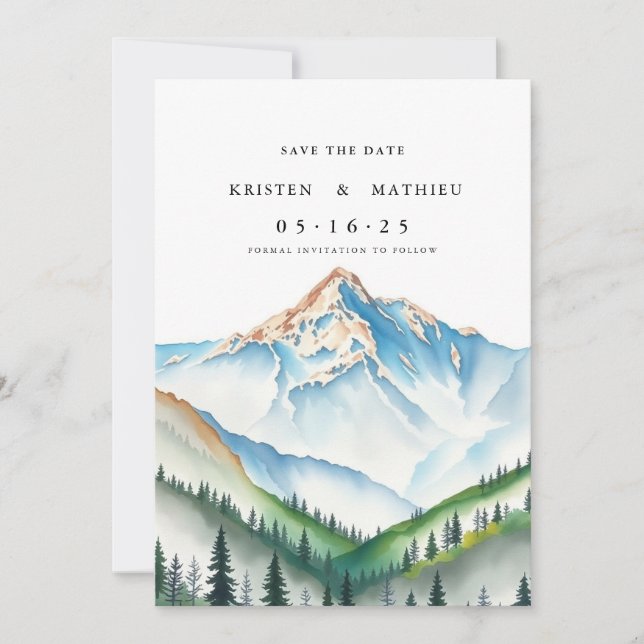 Save The Date Montagne personnalisée délicate (Devant)