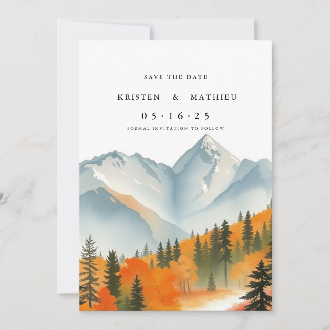 Save The Date Montagne personnalisée moderne (Devant)