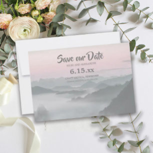 Save The Date Montagnes Brumeuses Roses Grises Enregistrez Notre