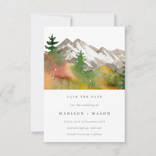 Save The Date Montagnes de pins à l'aquarelle d'automne Enregist