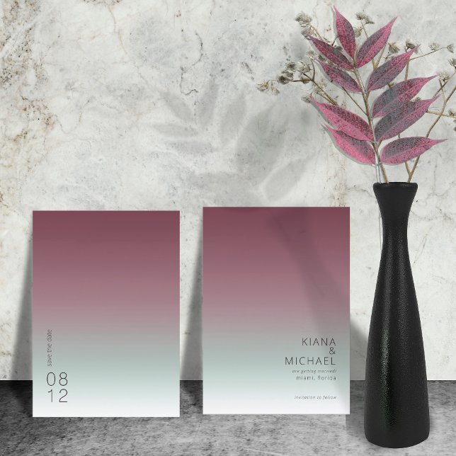 Save The Date Mood Gradient Mariage Bourgogne Mist ID741 (Créateur téléchargé)