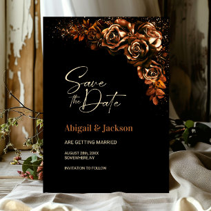 Save The Date Moody Burnt Orange Floral Wedding Enregistrer la d