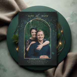 Save The Date Moody Dark Enchanted Forest Arch Mariage photo