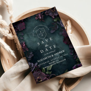 Save The Date Moody Dark Floral Mariage