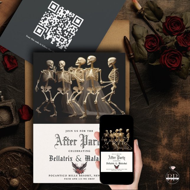 Save The Date Moody Goth Rosewood après le parti QR Code (Créateur téléchargé)