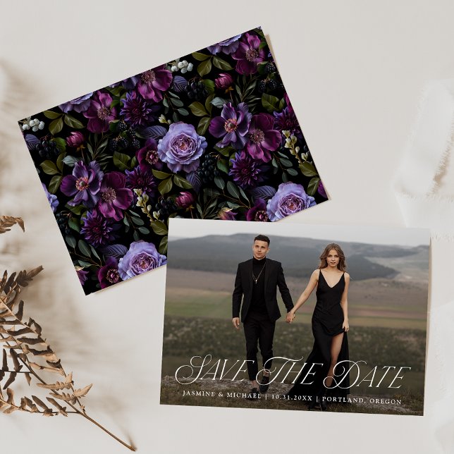 Save The Date Moody Gothic Floral Photo (Créateur téléchargé)
