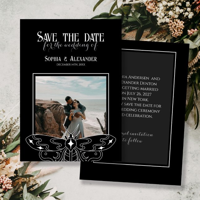 Save The Date Moody gothique photo Mariage noir et blanc (Créateur téléchargé)