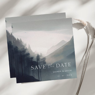 Save The Date Moody Mountain Dark esthétique Mariage bois