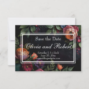 Save The Date Moody vintage Elegant floral Enregistrer la date