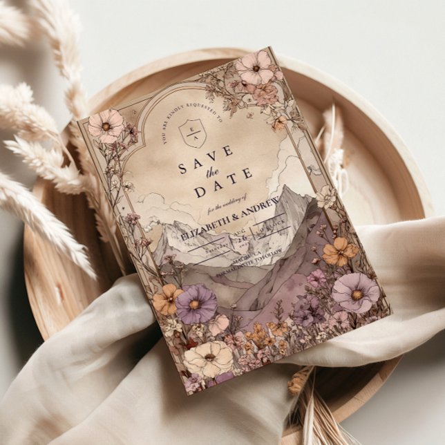 Save The Date Moody Wildflower Mountain Wedding (Créateur téléchargé)